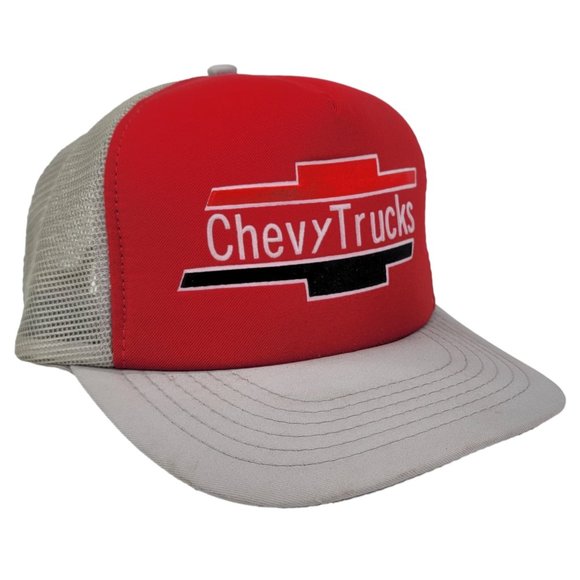 Chevrolet CHEVY TRUCKS Vintage Snapback Trucker Cap Baseball Hat Red Gray OSFA